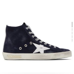 Golden Goose Francy Classic Suede Leather Star Sneakers in Night Blue/White NIB